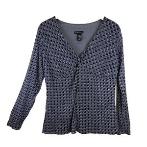 New York & Co. Woman's Babydoll Blouse Size XL Gray Whimsigoth Y2K Career Office